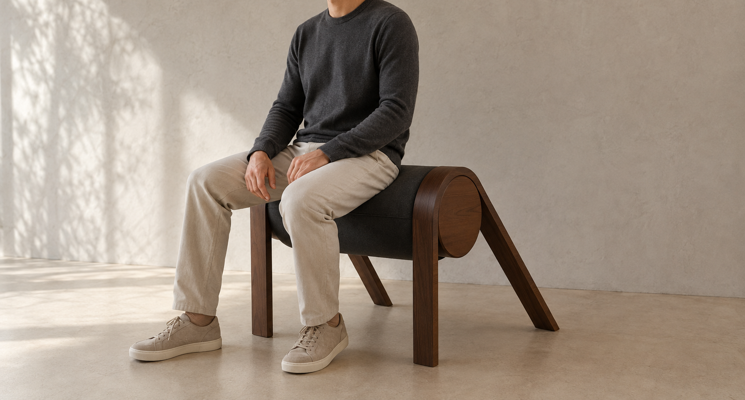 The complete A01 lounge chair in a softly lit interior